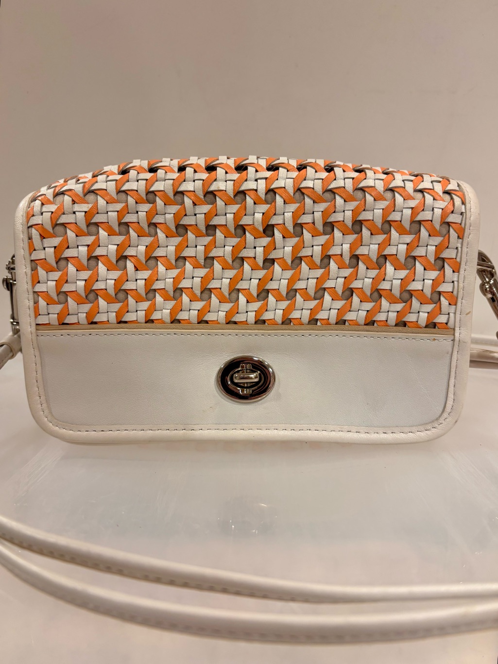 Coach Legacy Penny Caning Woven Crossbody Bag Coral/Orange Rare